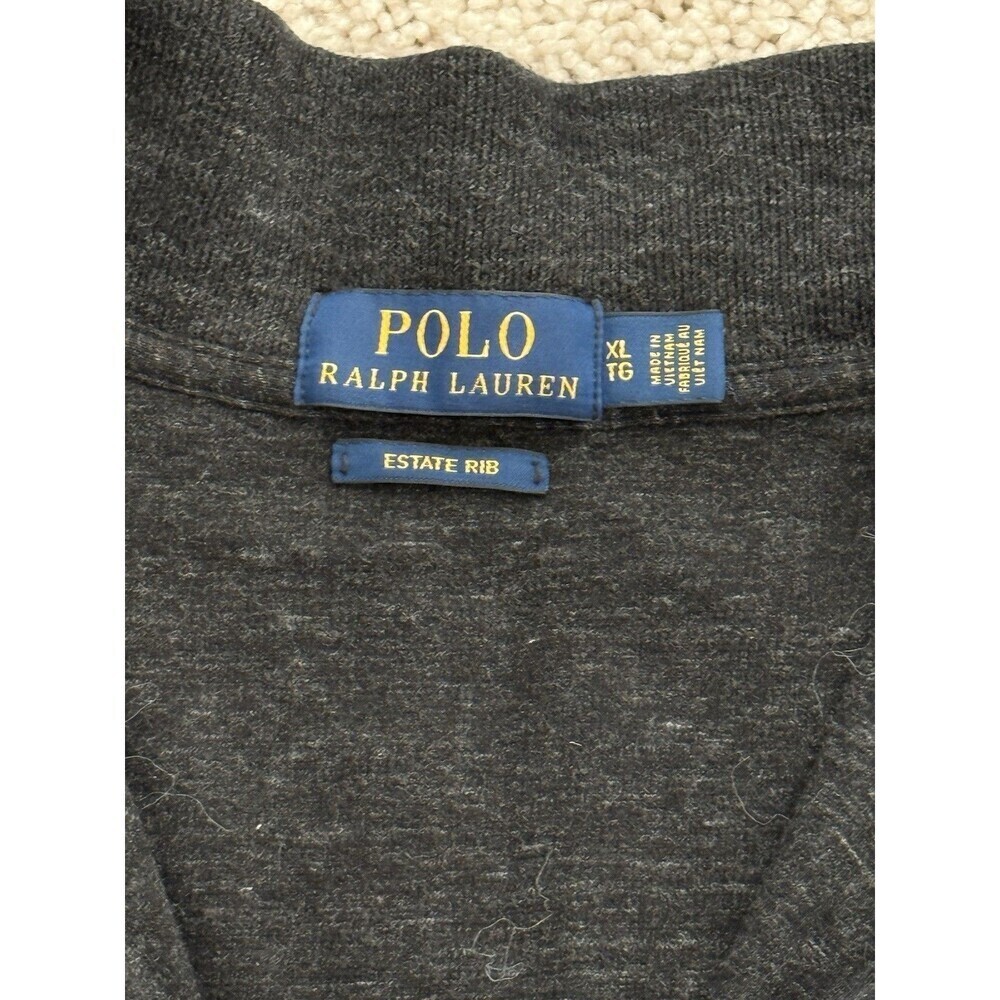 Polo Ralph Lauren Men’s XL Estate Rib 1/4 Zip Charcoal Sweater Flesh Pony Casual - Picture 3 of 7